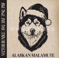 Thumbnail for Alaskan Malamute Santa Dog | Vector Art: LaserCut Files for Cricut, Glowforge SVG | Digital Products