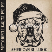Thumbnail for American Bulldog Santa Dog | Vector Art: LaserCut Files for Cricut, Glowforge SVG | Digital Products