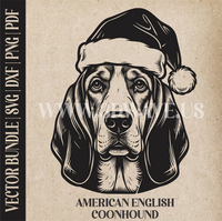 Thumbnail for American English Coonhound Santa Dog | Vector Art: LaserCut Files for Cricut, Glowforge SVG | Digital Products (Copy)