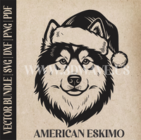 Thumbnail for American Eskimo Santa Dog | Vector Art: LaserCut Files for Cricut, Glowforge SVG | Digital Products (Copy)