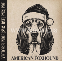 Thumbnail for American Foxhound Santa Dog | Vector Art: LaserCut Files for Cricut, Glowforge SVG | Digital Products