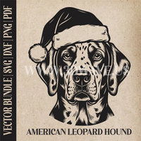 Thumbnail for American Leopard Hound Santa Dog  | Vector Art: LaserCut Files for Cricut, Glowforge SVG | Digital Products