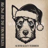 Thumbnail for Australian Terrier Santa Dog  | Vector Art: LaserCut Files for Cricut, Glowforge SVG | Digital Products