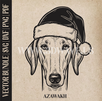 Thumbnail for Azawakh Santa Dog  | Vector Art: LaserCut Files for Cricut, Glowforge SVG | Digital Products