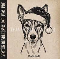 Thumbnail for Basenji Santa Dog  | Vector Art: LaserCut Files for Cricut, Glowforge SVG | Digital Products
