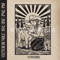 Thumbnail for Cowgirl with Highland Cow  | Vector Art: LaserCut Files for Cricut, Glowforge SVG | Digital Products