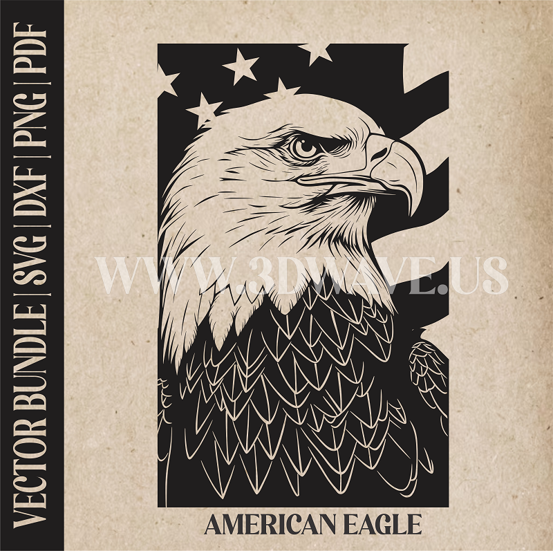 American Eagle  | Vector Art: LaserCut Files for Cricut, Glowforge SVG | Digital Products