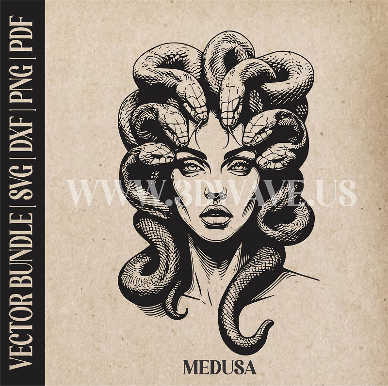 Medusa  | Vector Art: LaserCut Files for Cricut, Glowforge SVG | Digital Products