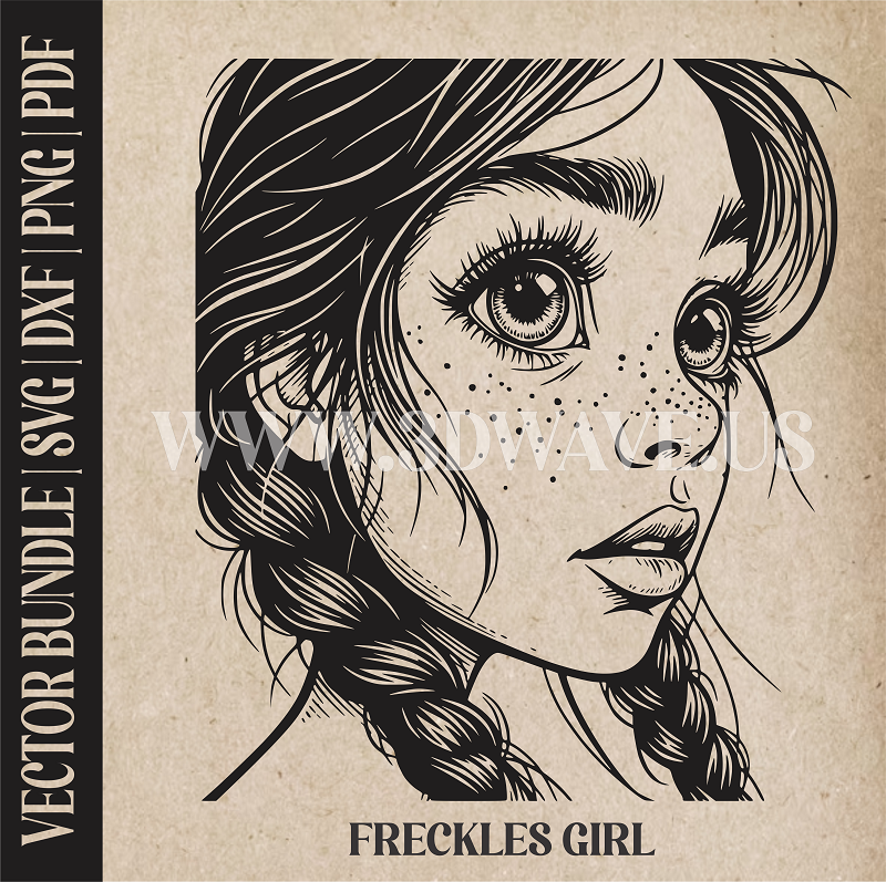 Freckles girl  | Vector Art: LaserCut Files for Cricut, Glowforge SVG | Digital Products