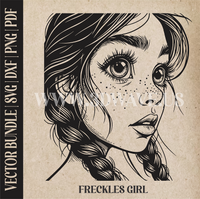 Thumbnail for Freckles girl  | Vector Art: LaserCut Files for Cricut, Glowforge SVG | Digital Products