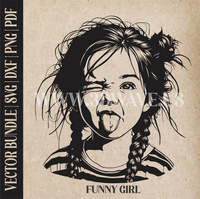 Thumbnail for Funny Girl  | Vector Art: LaserCut Files for Cricut, Glowforge SVG | Digital Products