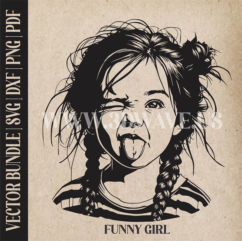 Funny Girl  | Vector Art: LaserCut Files for Cricut, Glowforge SVG | Digital Products