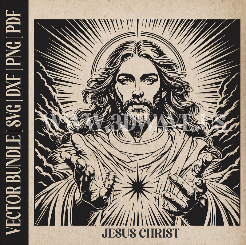 Jesus Christ  | Vector Art: LaserCut Files for Cricut, Glowforge SVG | Digital Products