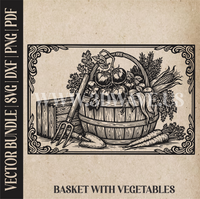 Thumbnail for Basket with vegetable  | Vector Art: LaserCut Files for Cricut, Glowforge SVG | Digital Products