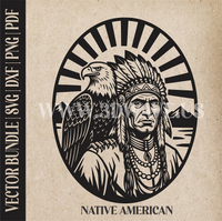 Thumbnail for Native American with Eagle  | Vector Art: LaserCut Files for Cricut, Glowforge SVG | Digital Products