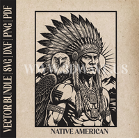 Thumbnail for Native American with Eagle  | Vector Art: LaserCut Files for Cricut, Glowforge SVG | Digital Products