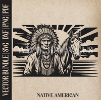Thumbnail for Native American with Horse| Vector Art: LaserCut Files for Cricut, Glowforge SVG | Digital Products