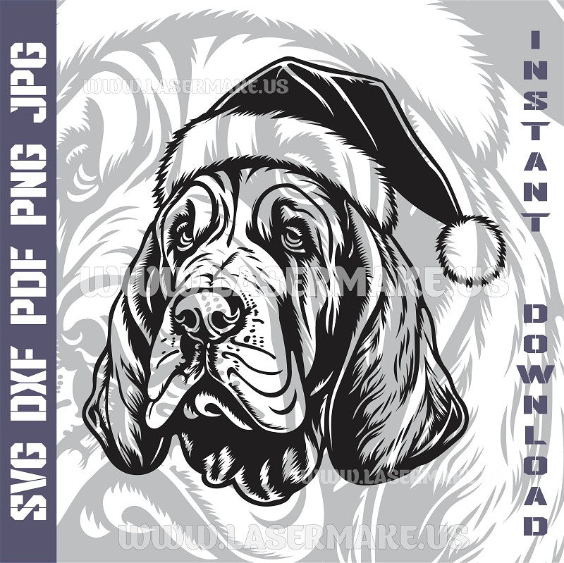 Bloodhound Santa Dog Laser and Cricut SVG Vector Files