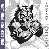 Thumbnail for Boxing Wolf Laser and Cricut SVG Vector Files