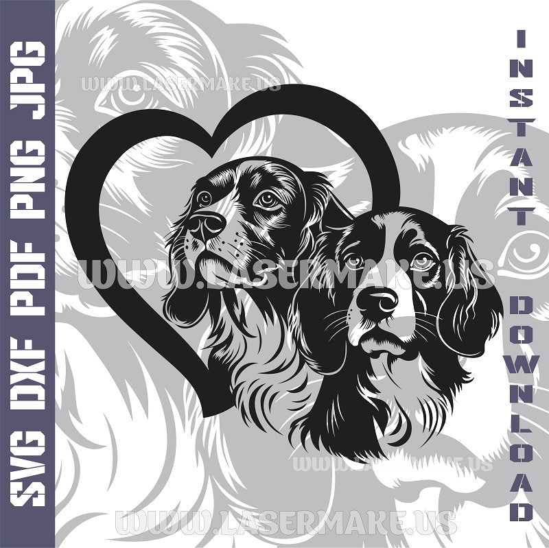 Brittany Spaniels Love Laser and Cricut SVG Vector Files
