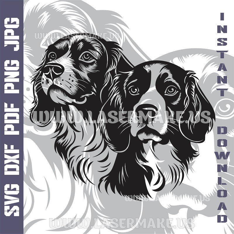 Brittany Spaniels Laser and Cricut SVG Vector Files