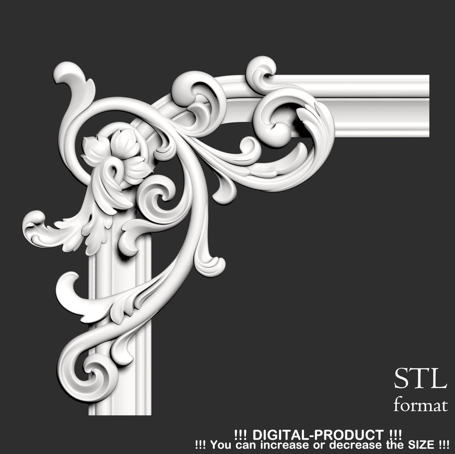 Elegante decoración de esquina para muebles, paneles de pared y decoración de yeso