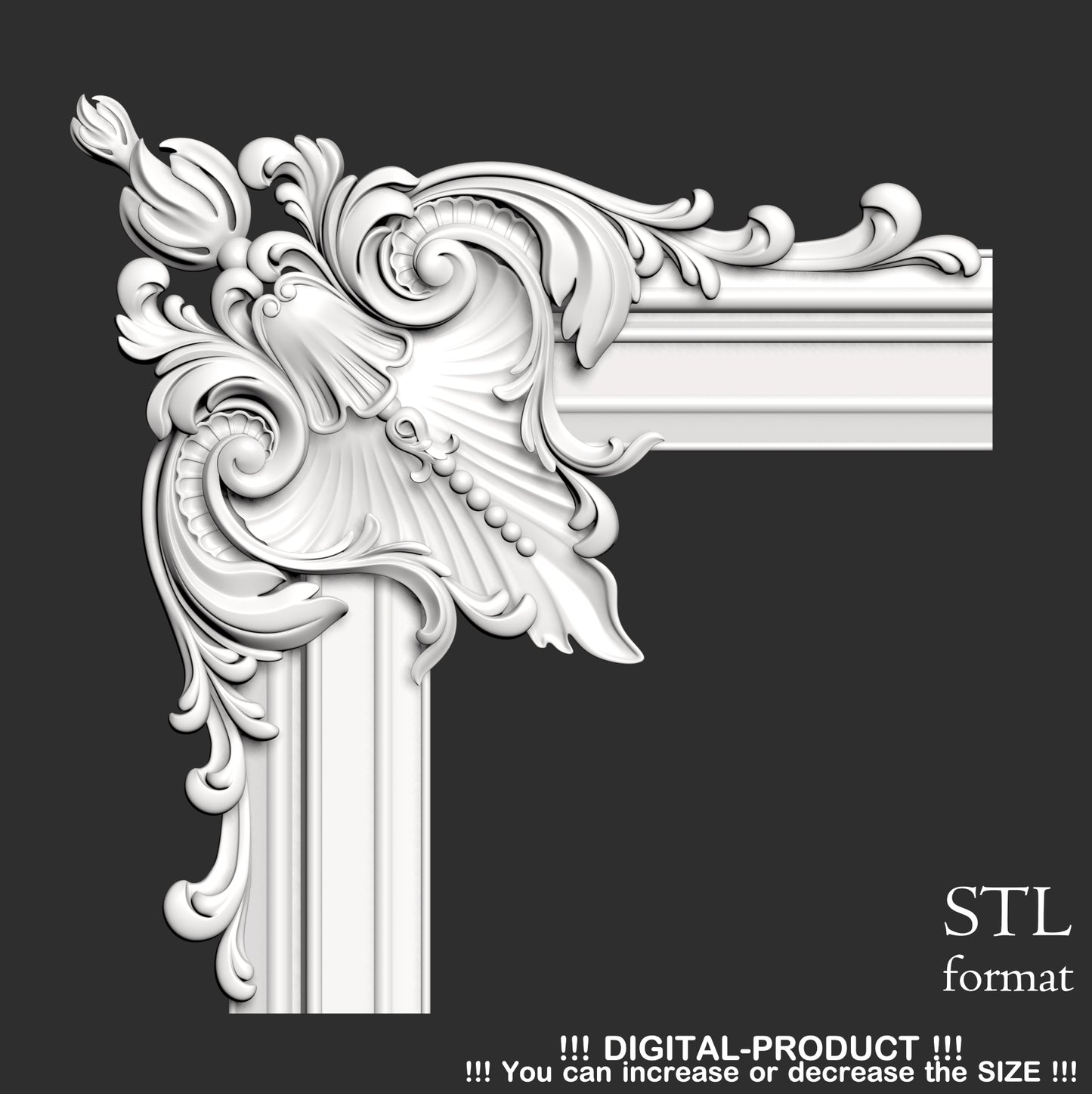 Elegante decoración de esquina para muebles, paneles de pared y decoración de yeso