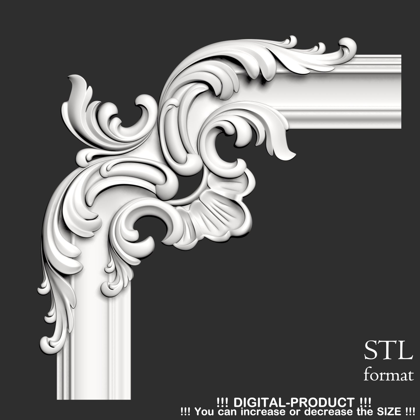 Elegante decoración de esquina para muebles, paneles de pared y decoración de yeso