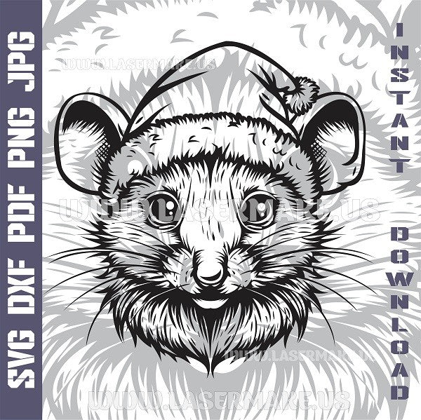 Santa Mouse Laser and Cricut SVG Vector Files