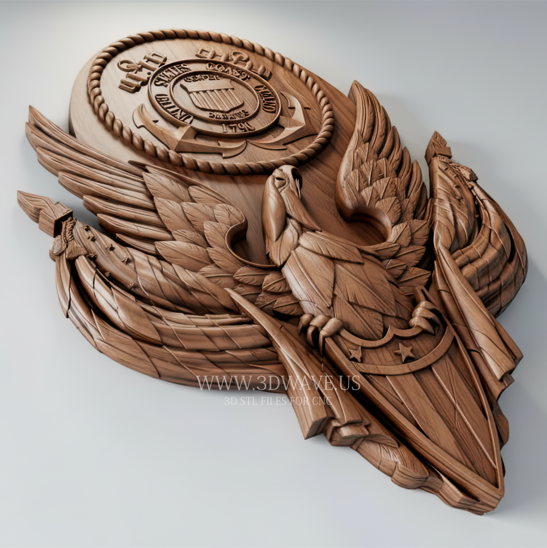 US Coast Guard Emblem - 3D Model for CNC | Official Seal Wood Carving STL - 3DWave.us