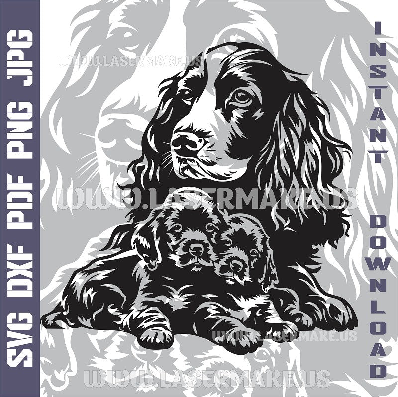 Cocker Spaniels Laser and Cricut SVG Vector Files