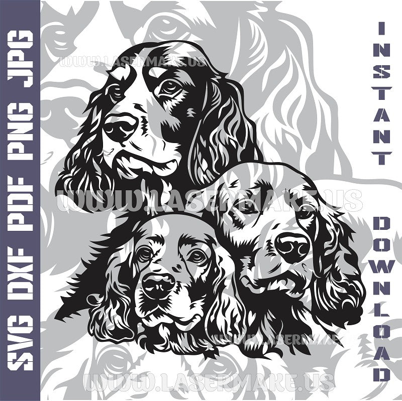 Cocker Spaniels Laser and Cricut SVG Vector Files