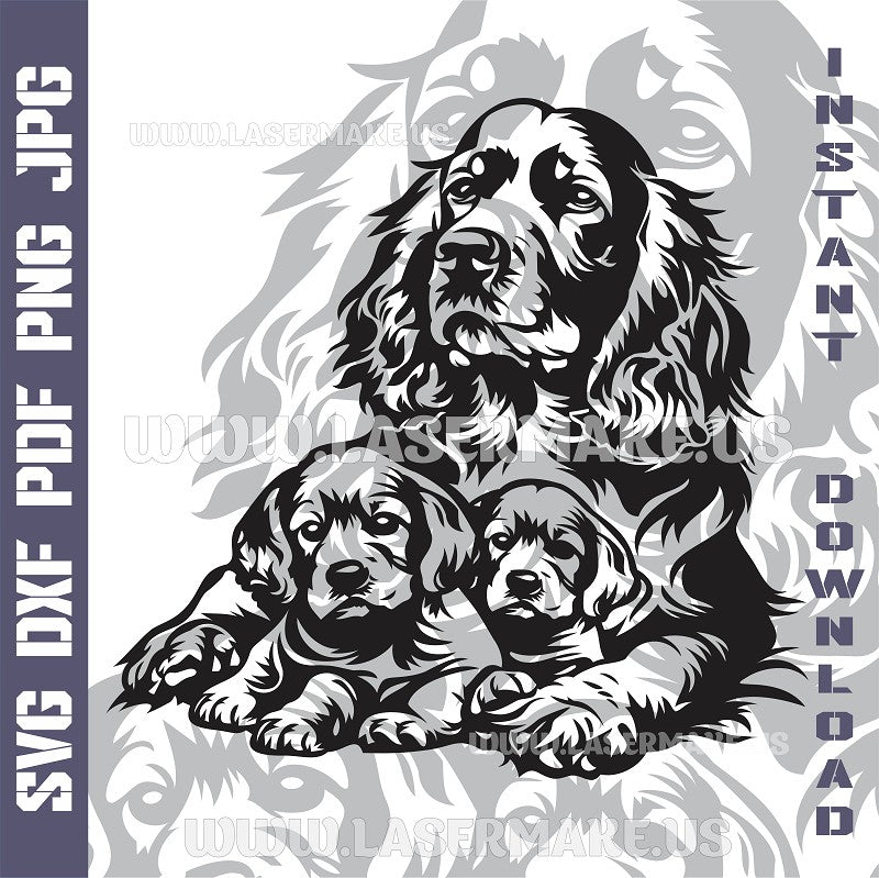 Cocker Spaniels Laser and Cricut SVG Vector Files