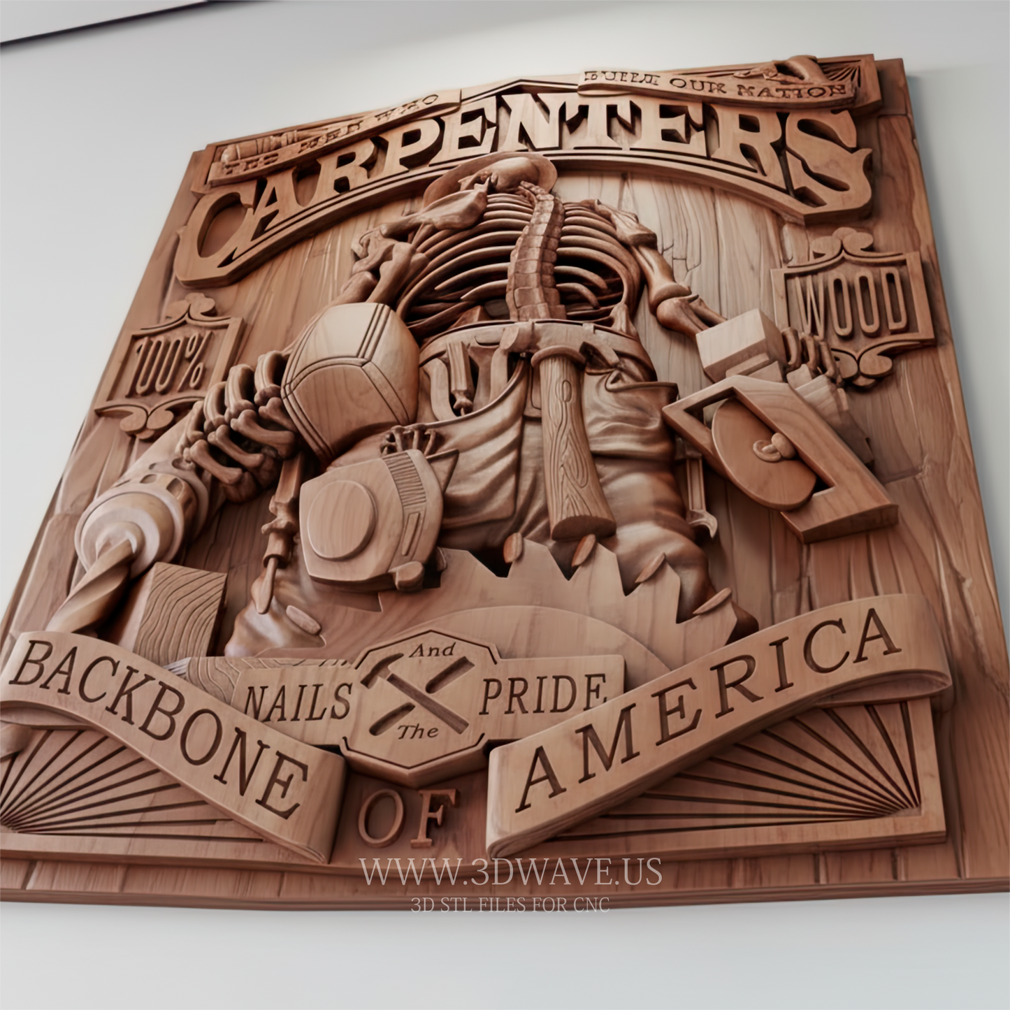 Carpenter Skeleton - 3D Model for CNC | Construction Humor Wood Carving STL - 3DWave.us