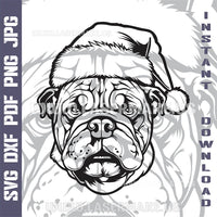 Thumbnail for English Bulldog Santa Dog Laser and Cricut SVG Vector Files