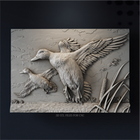 Thumbnail for Ducks in Flight - 3D Model for CNC | Wetland Wildlife Wall Art STL File - 3DWave.us