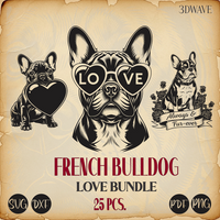Thumbnail for Saint Valentin French Bulldog Bundles Dog  | Vector Art: LaserCut Files for Cricut, Glowforge SVG | Digital Products (Copy)