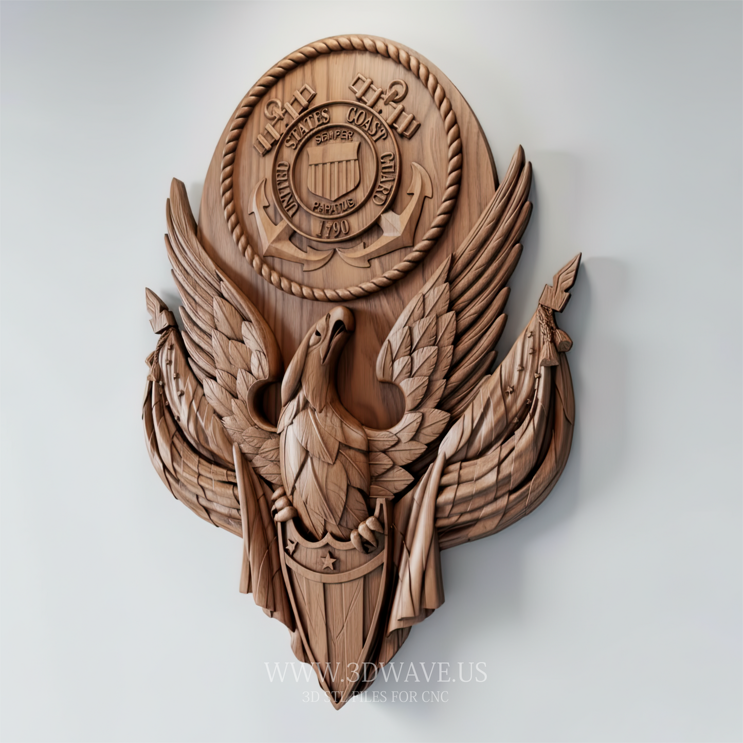 US Coast Guard Emblem - 3D Model for CNC | Official Seal Wood Carving STL - 3DWave.us