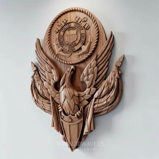 US Coast Guard Emblem - 3D Model for CNC | Official Seal Wood Carving STL - 3DWave.us