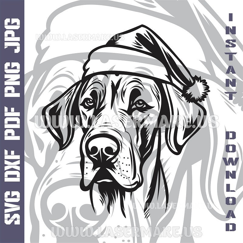 Great Dane Santa Dog Laser and Cricut SVG Vector Files