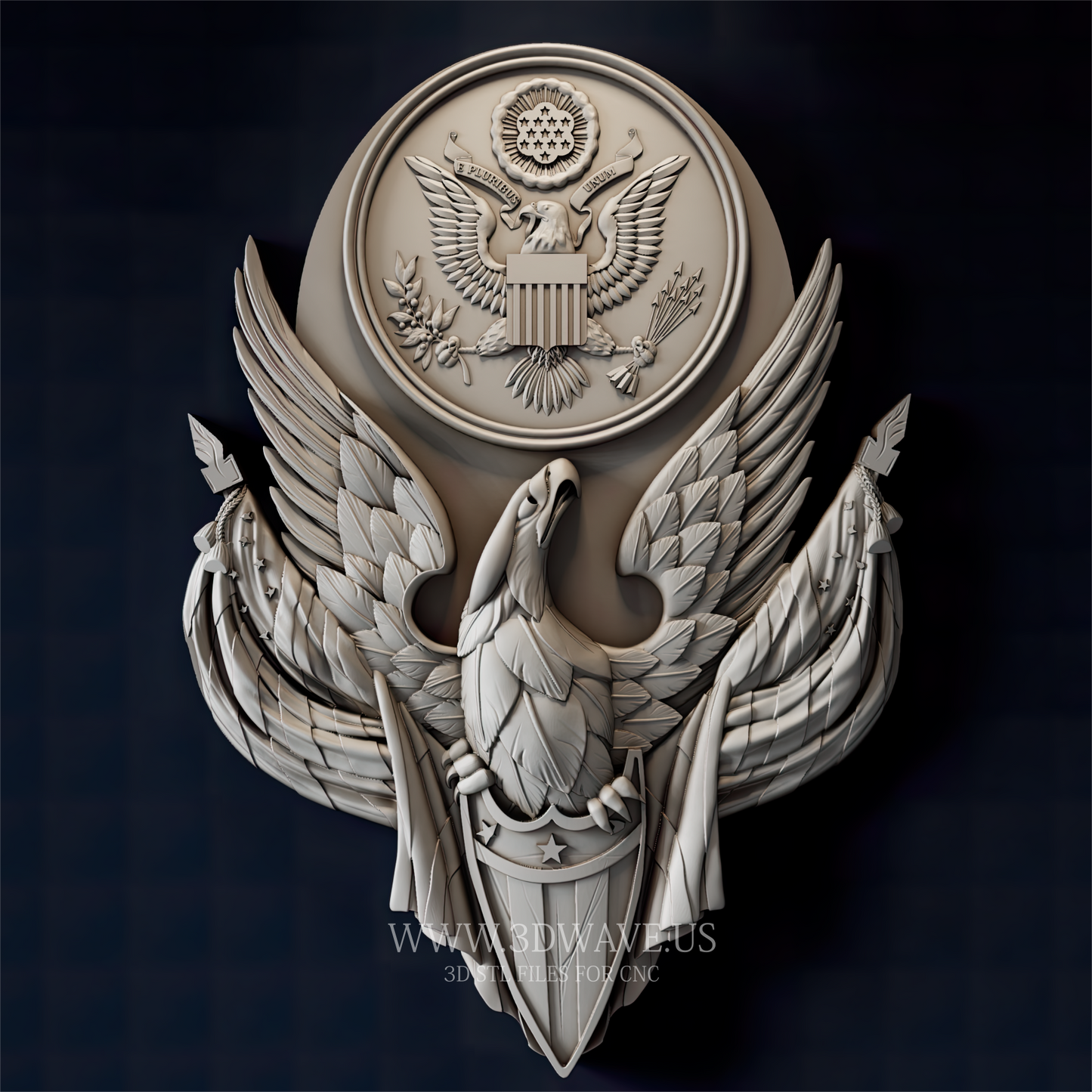 Great Seal of the United States - 3D Model for CNC | Official Seal STL - 3DWave.us