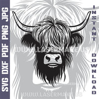 Thumbnail for HIGHLAND COW Laser and Cricut SVG Vector Files