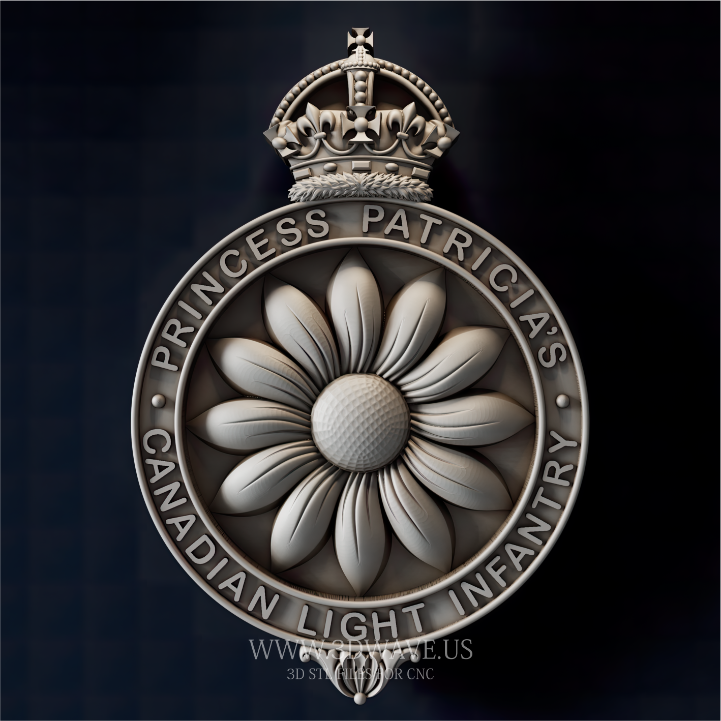 PPCLI Badge - 3D Model for CNC | Princess Patricia's Canadian Light Infantry Sign STL File - 3DWave.us