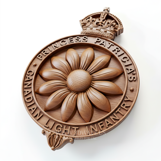 PPCLI Badge - 3D Model for CNC | Princess Patricia's Canadian Light Infantry Sign STL File - 3DWave.us