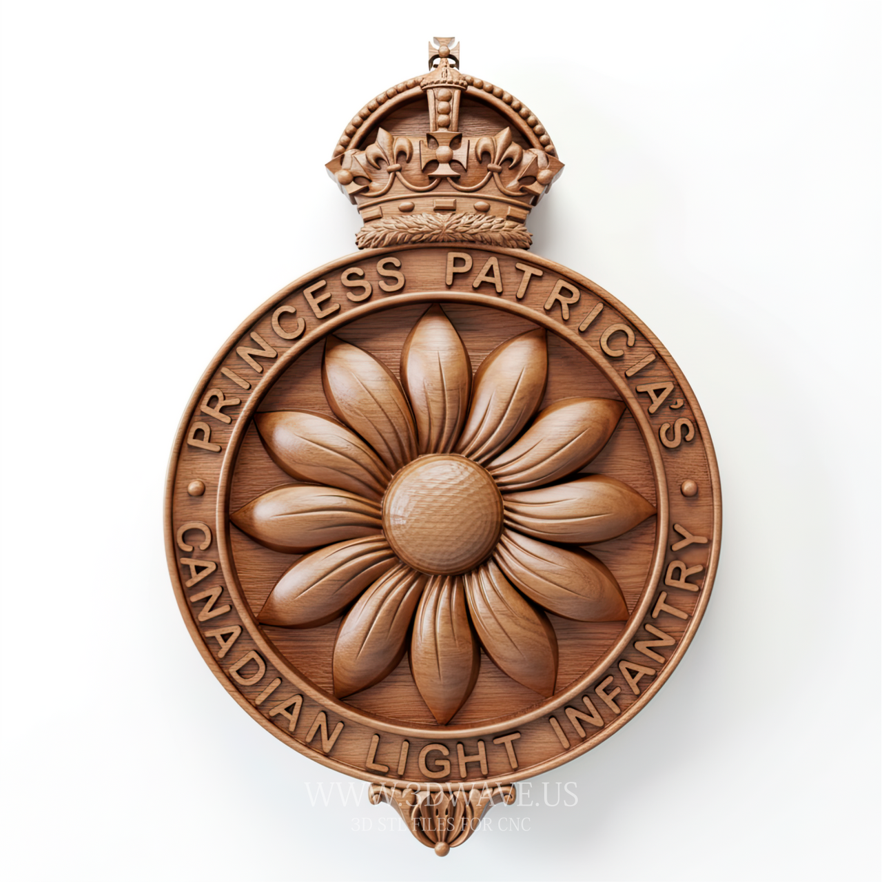 PPCLI Badge - 3D Model for CNC | Princess Patricia's Canadian Light Infantry Sign STL File - 3DWave.us
