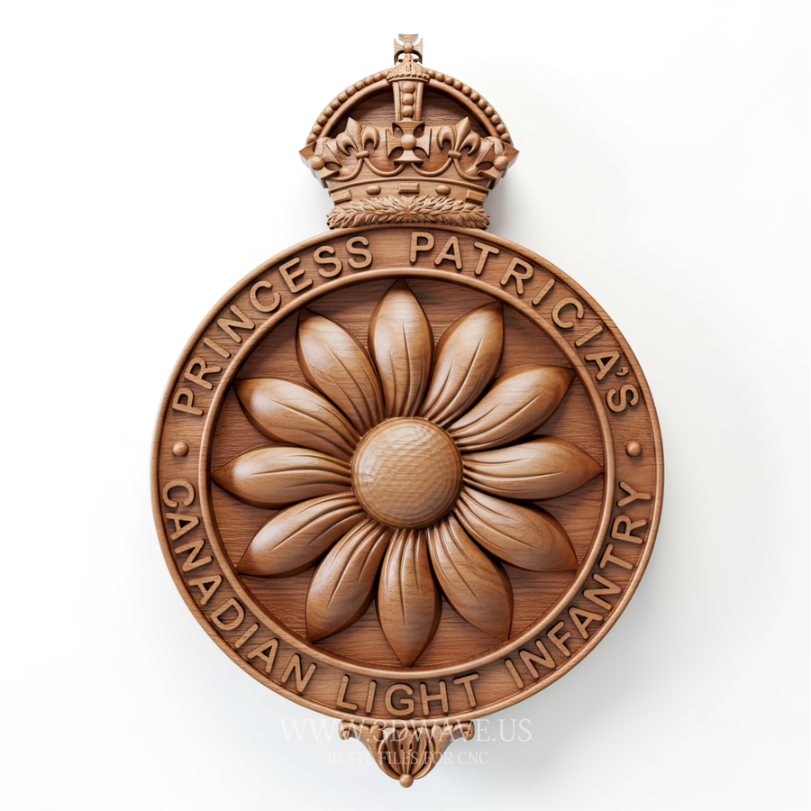 PPCLI Badge - 3D Model for CNC | Princess Patricia's Canadian Light Infantry Sign STL File - 3DWave.us