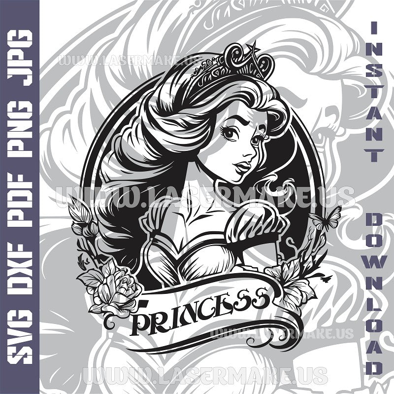 Princess Laser and Cricut SVG Vector Files