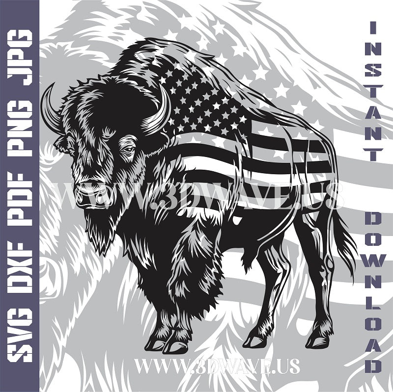 AMERICAN BISON Laser and Cricut SVG Vector Files