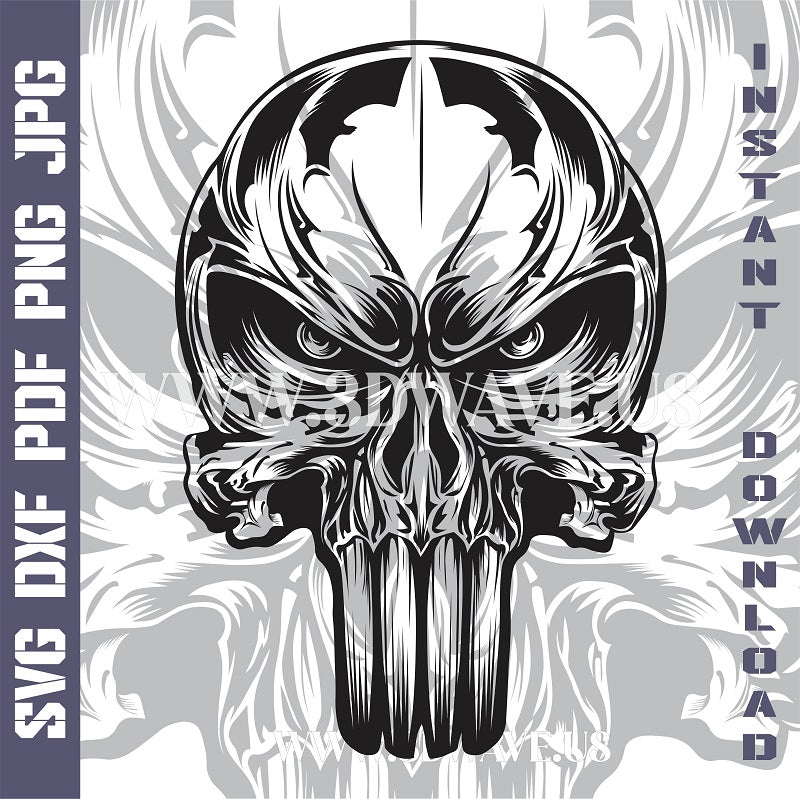 PUNISHER SKULL Laser and Cricut SVG Vector Files