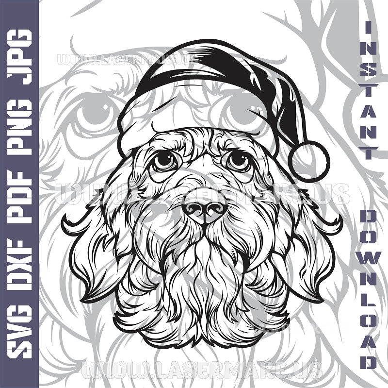 Santa Dog Laser and Cricut SVG Vector Files